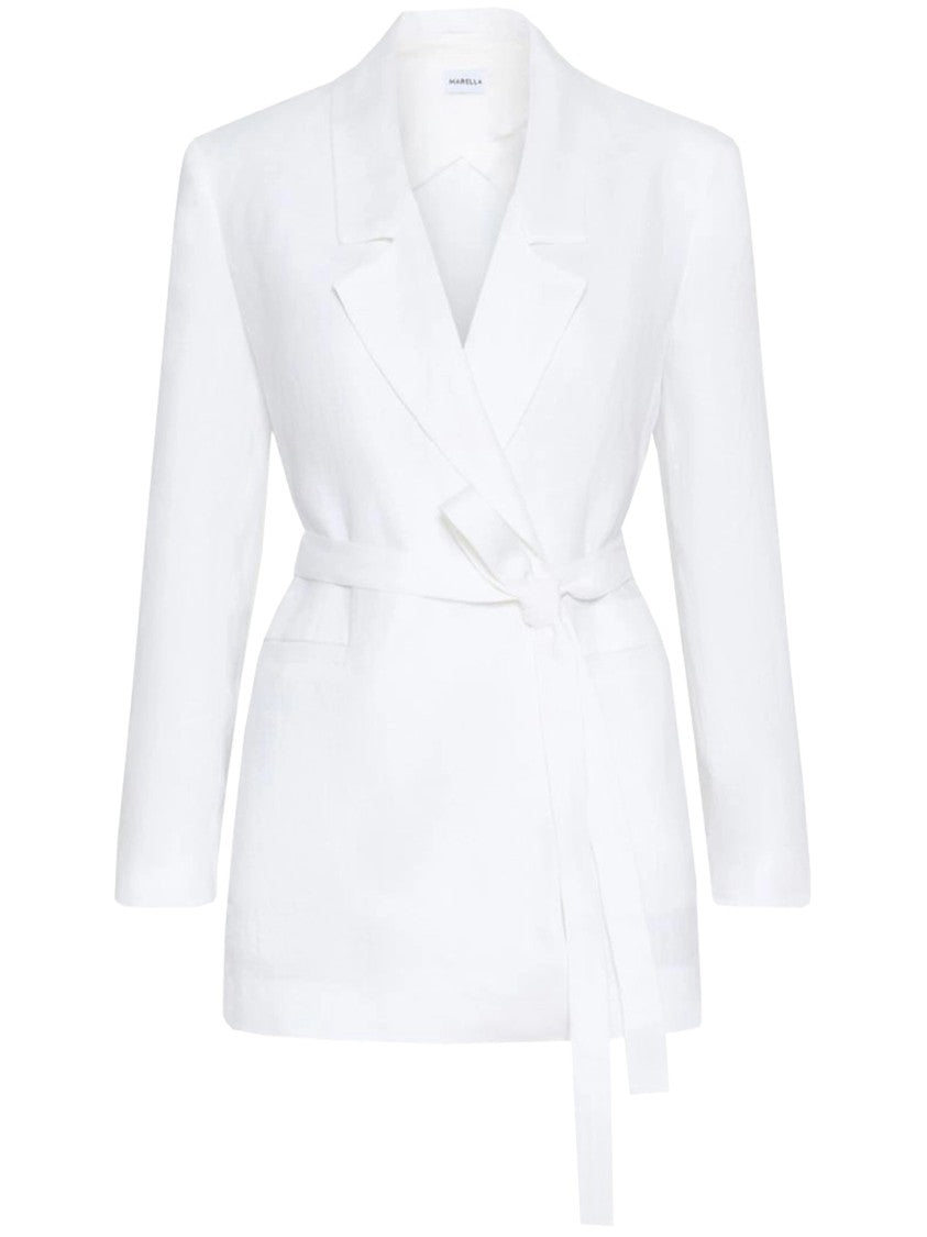 Marella Black Mllmodico Structured Belted Linen Jacket