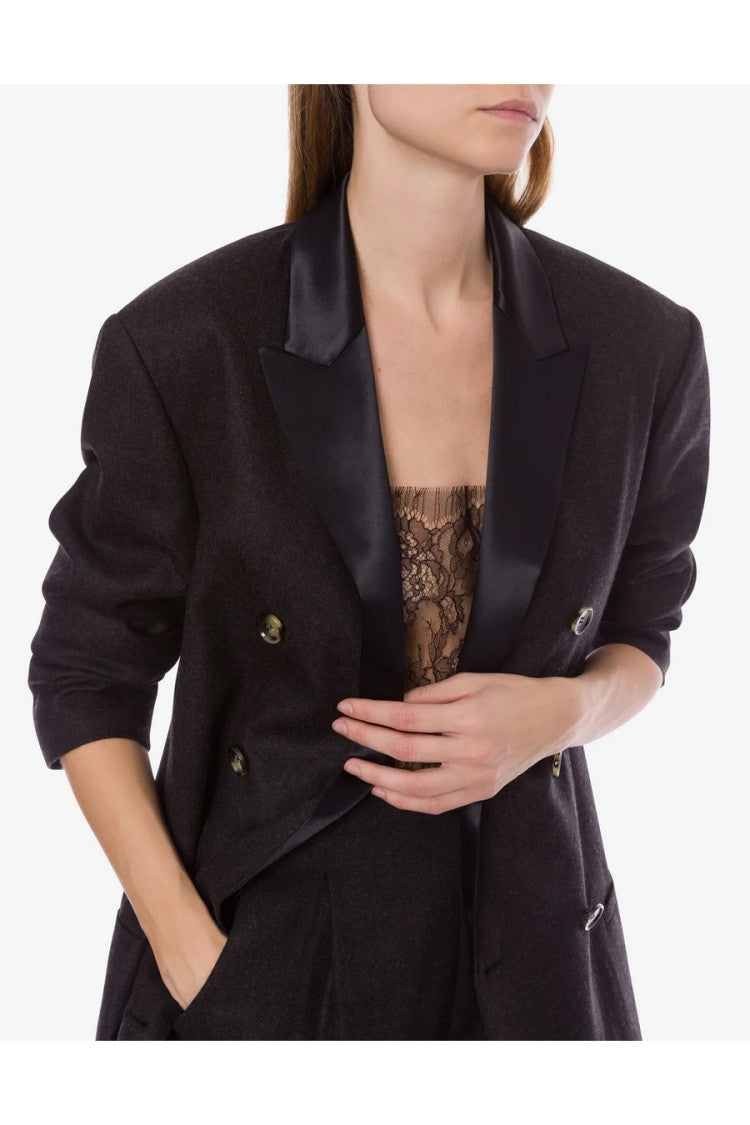 Alberta Ferretti Multicolor Wool-Blend Notch-Lapel Blazer