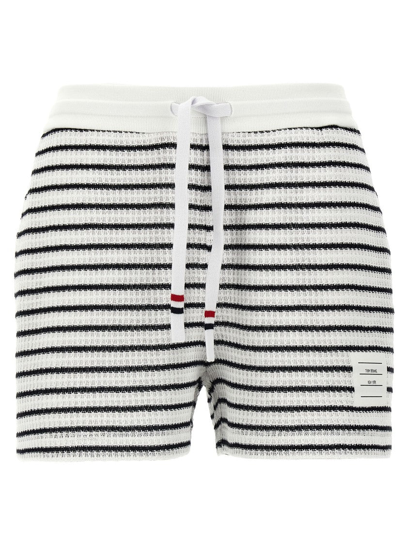 Thom Browne Striped Cotton Shorts With Adjustable Drawstring