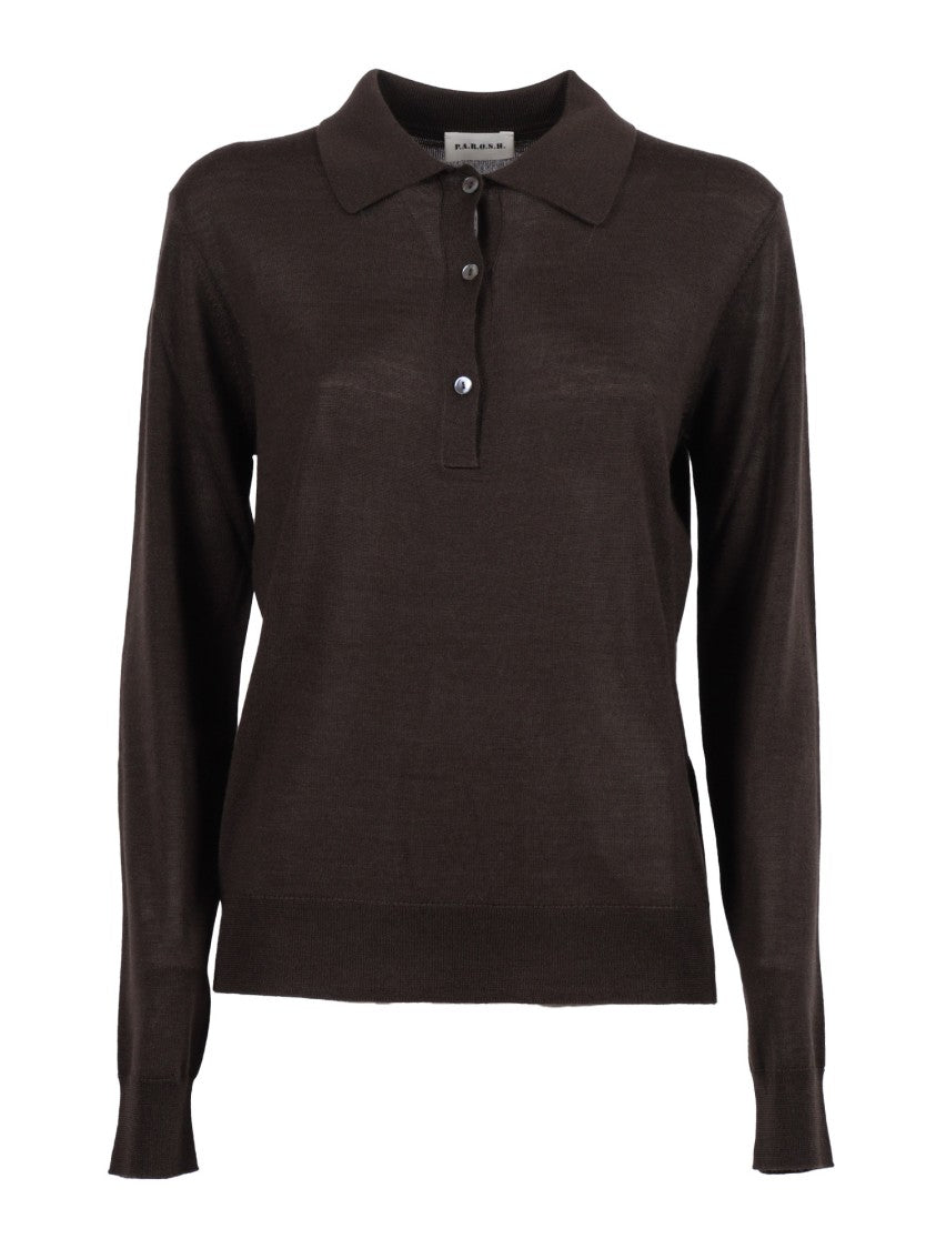 P.A.R.O.S.H. Long-Sleeve Polo With Classic Collar And Refined Knit