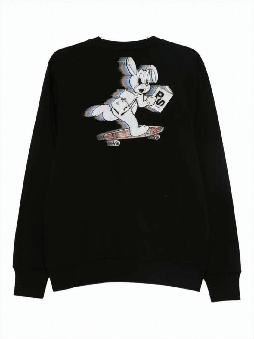 Paul Smith Black Long-Sleeve Sweatshirt With Cartoon Rabbit Graphics