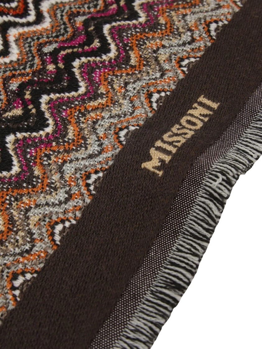 Missoni Zigzag-Pattern Knit Scarf With Fringed Edges