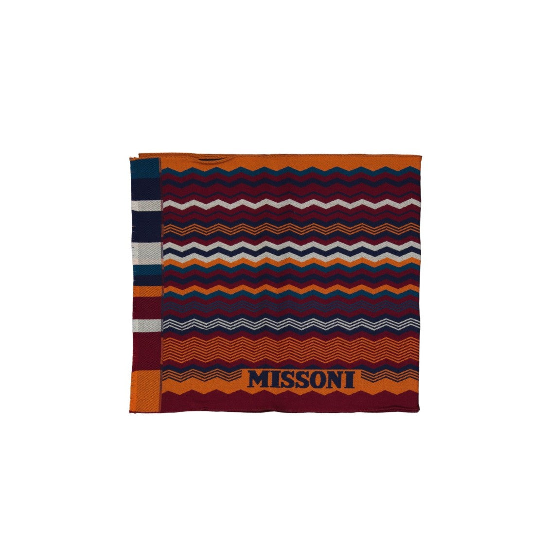 Missoni Zigzag Pattern Wool Scarf With Fringe Finish