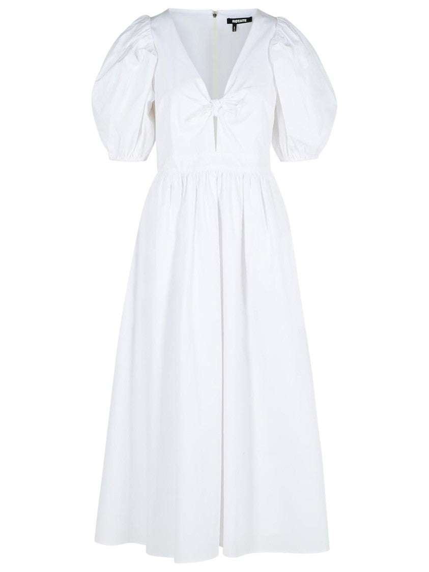 Rotate Puff' White Cotton Dress