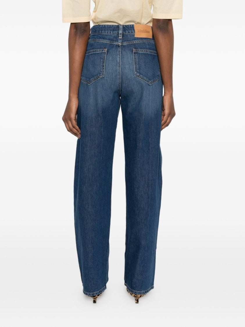 Max Mara Wide-Leg Denim Jeans With Tapered Hem