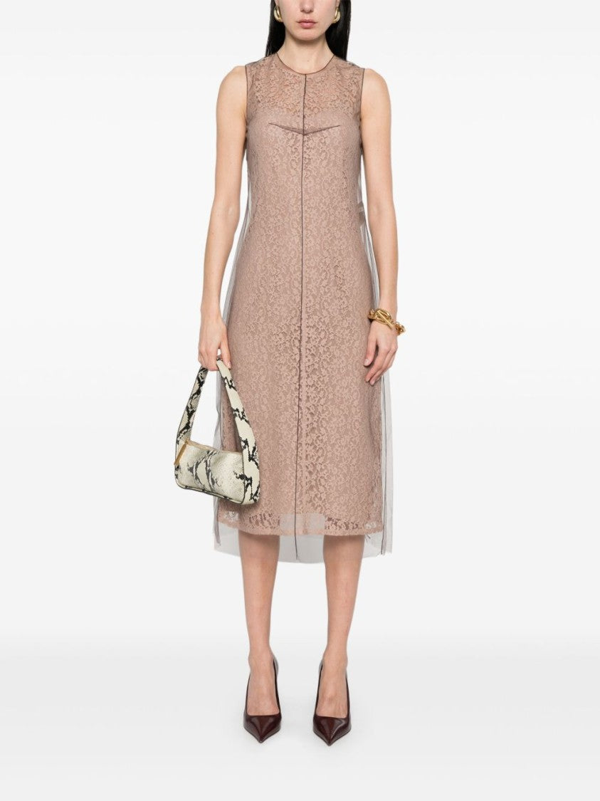 Fendi Lace Overlay Dress With Sheer Hemline
