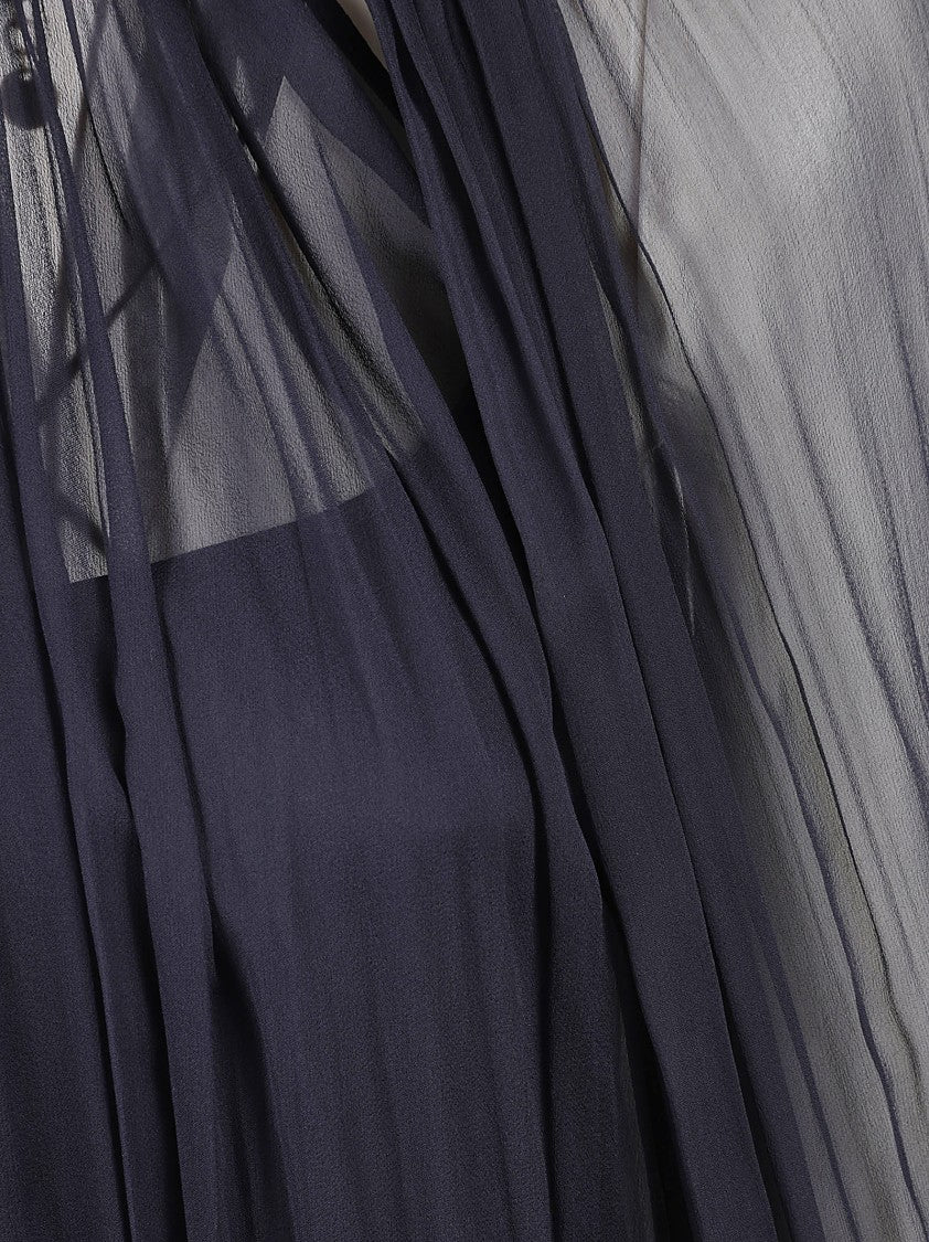 Alberta Ferretti Cape-Designed Long Dress In Organic Chiffon