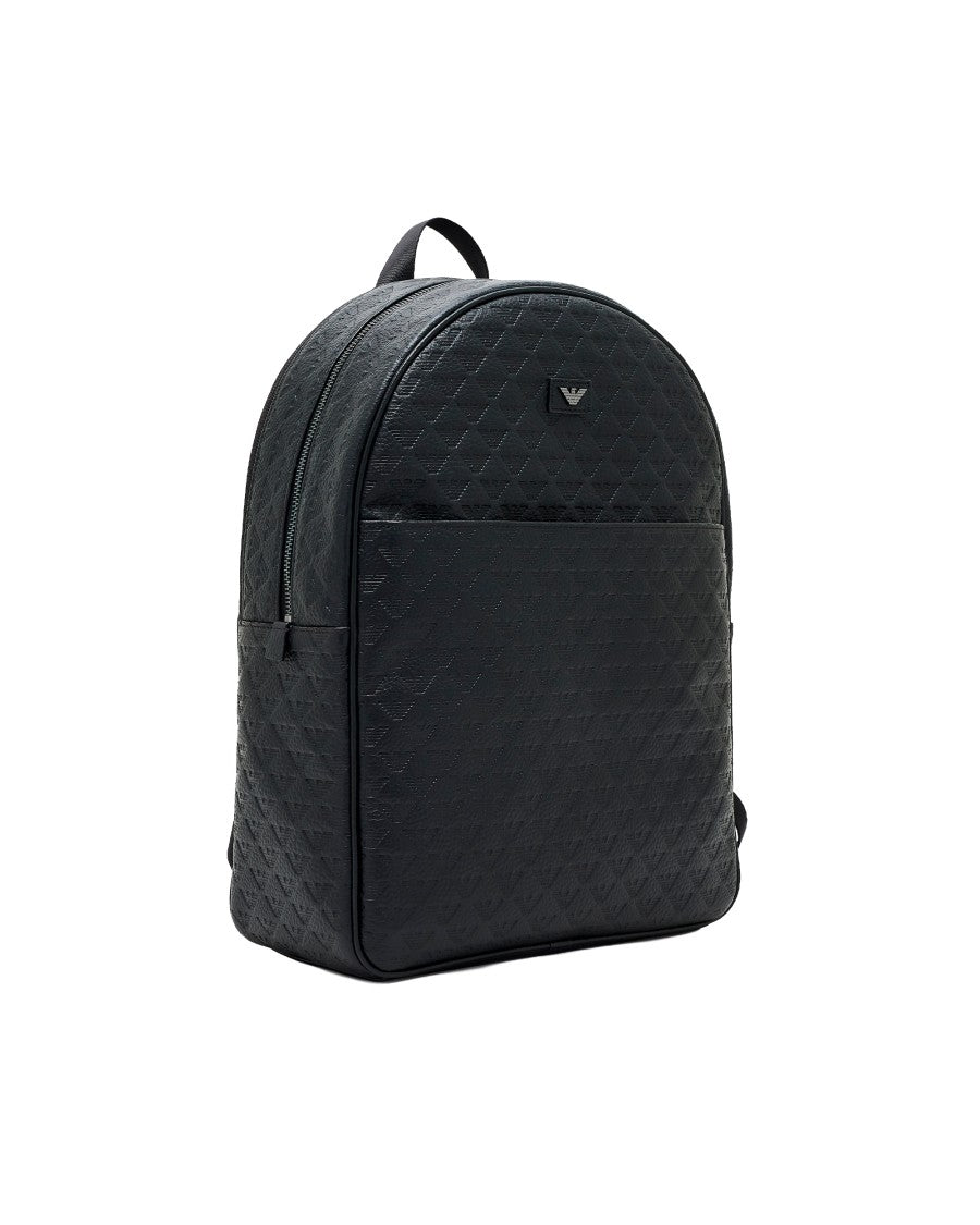 Emporio Armani Black Eagle Raised Calf Leather Backpack