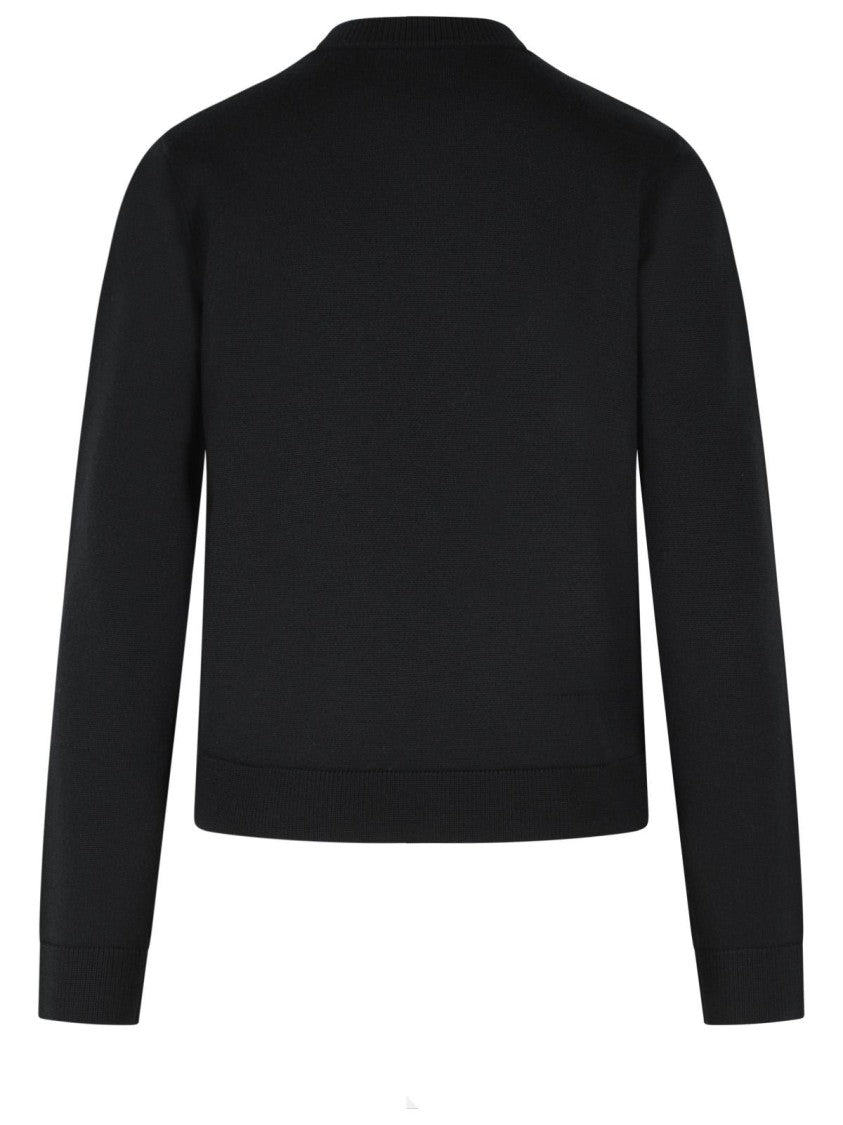 Moncler 'Tricot' Black Virgin Wool Cardigan