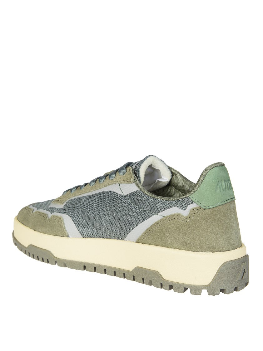 Autry Green Mesh Suede Panels Sneakers