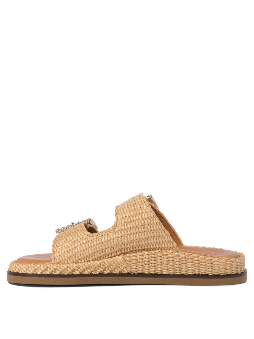 Alibi Beige Woven Raffia Sandals