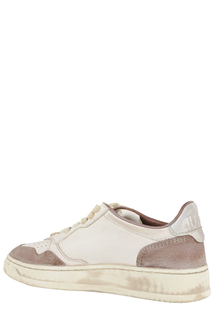 Autry Vintage Leather Autry Sneakers With Silver Heel Accent