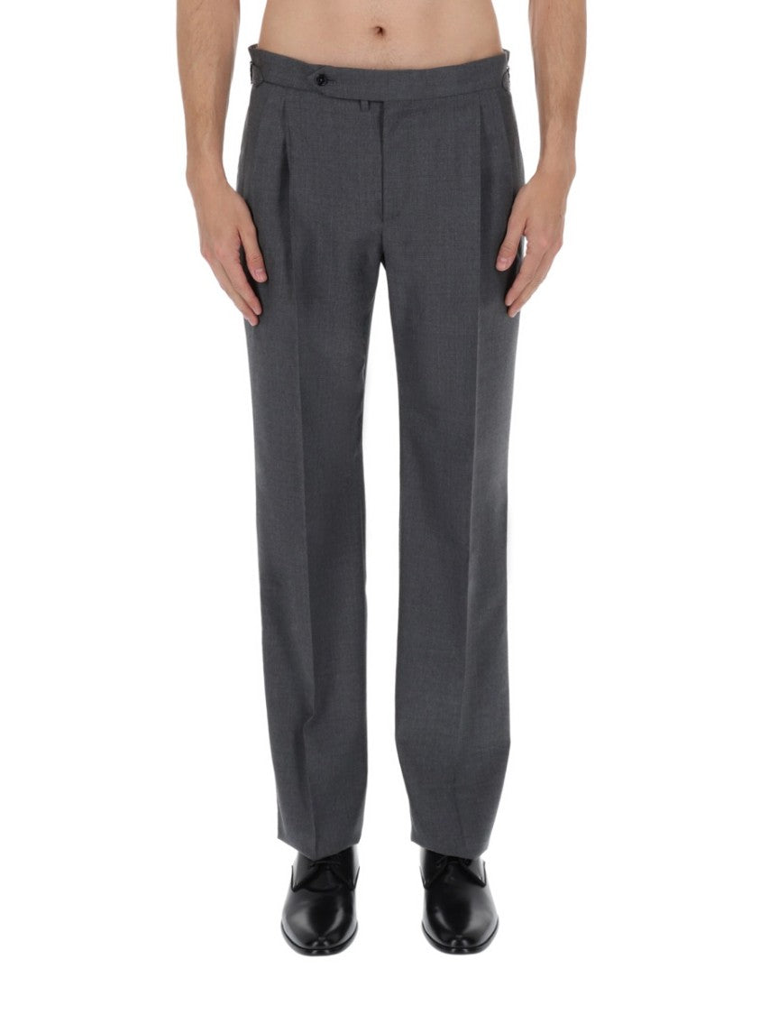 Dolce & Gabbana Neutrals Tailored Straight Leg Pleated Wool Pants