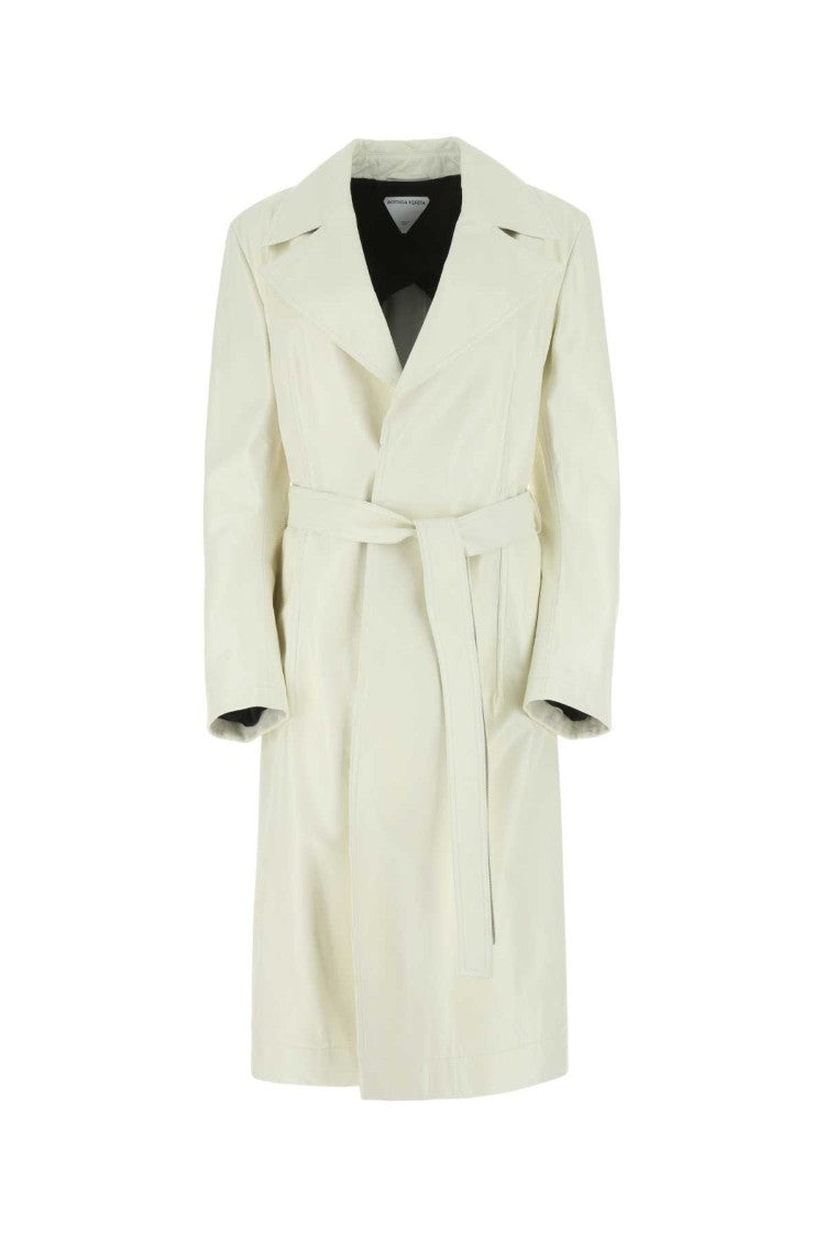 Bottega Veneta Ivory Leather Coat