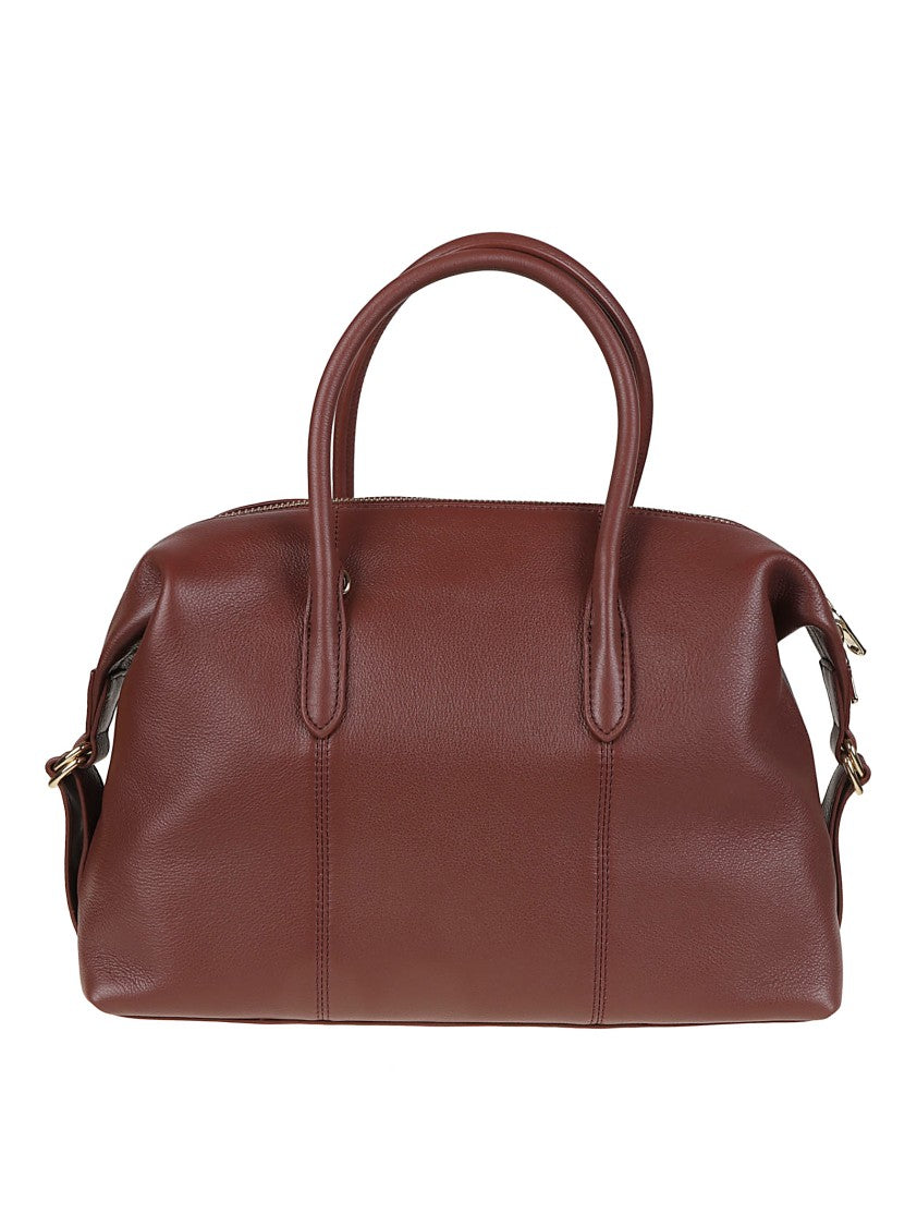 Patrizia Pepe Structured Calf Leather Gold-Tone Top Handle Bag