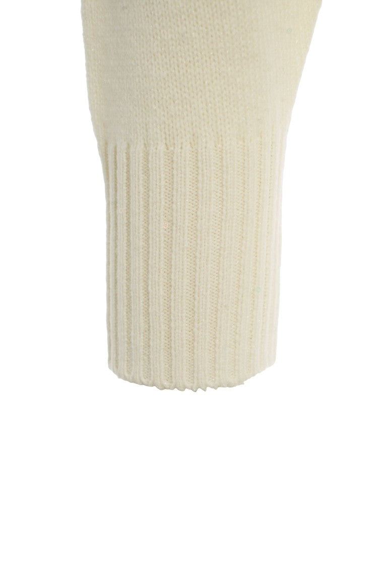 Kaos Oversized White Sweater With Glitter Finish