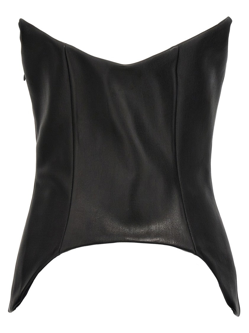 Mônot Asymmetric Leather Bustier Top
