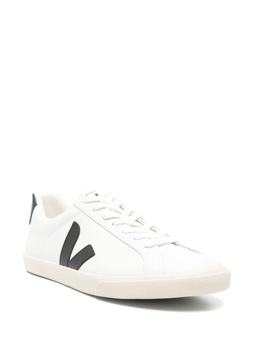Veja Black White Leather Contrast Sneakers
