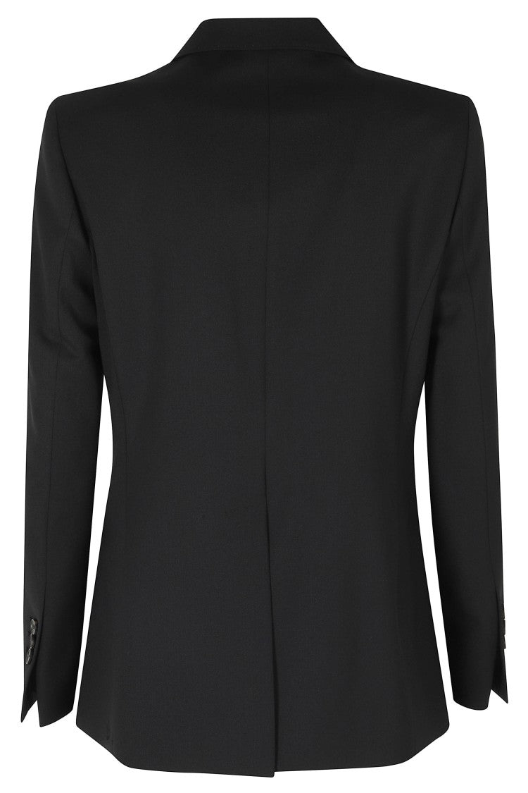 Seventy Black Double-Breasted Flap Pockets Polyester-Blend Jacket