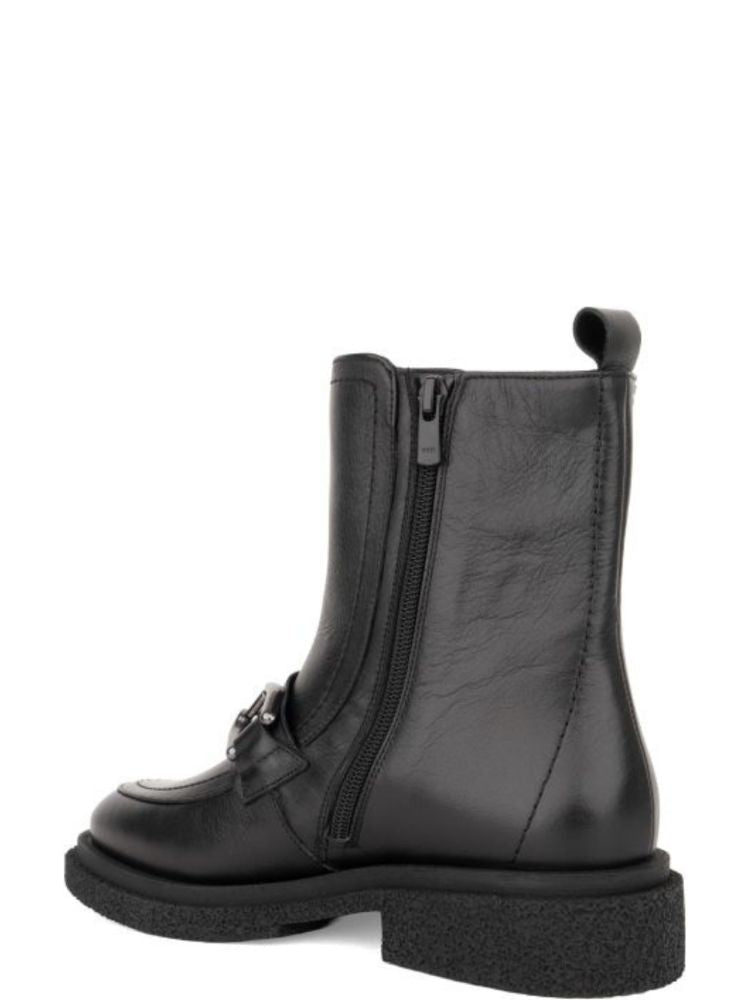 Sergio Moretti Black Minimalist Silver Detail Leather Ankle Boots