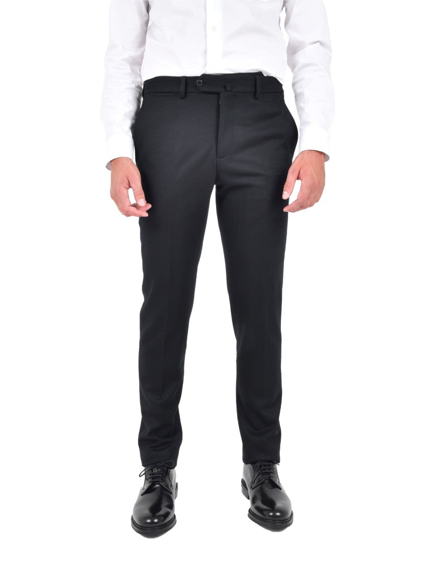 Emporio Armani Tailored Slim-Fit Trousers In Black Techno Wool
