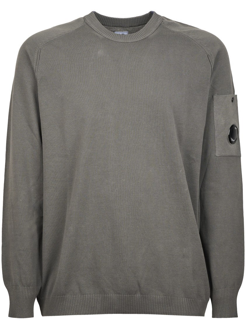 C.P. Company Cotton Crepe Crewneck Utility Lens Sweater