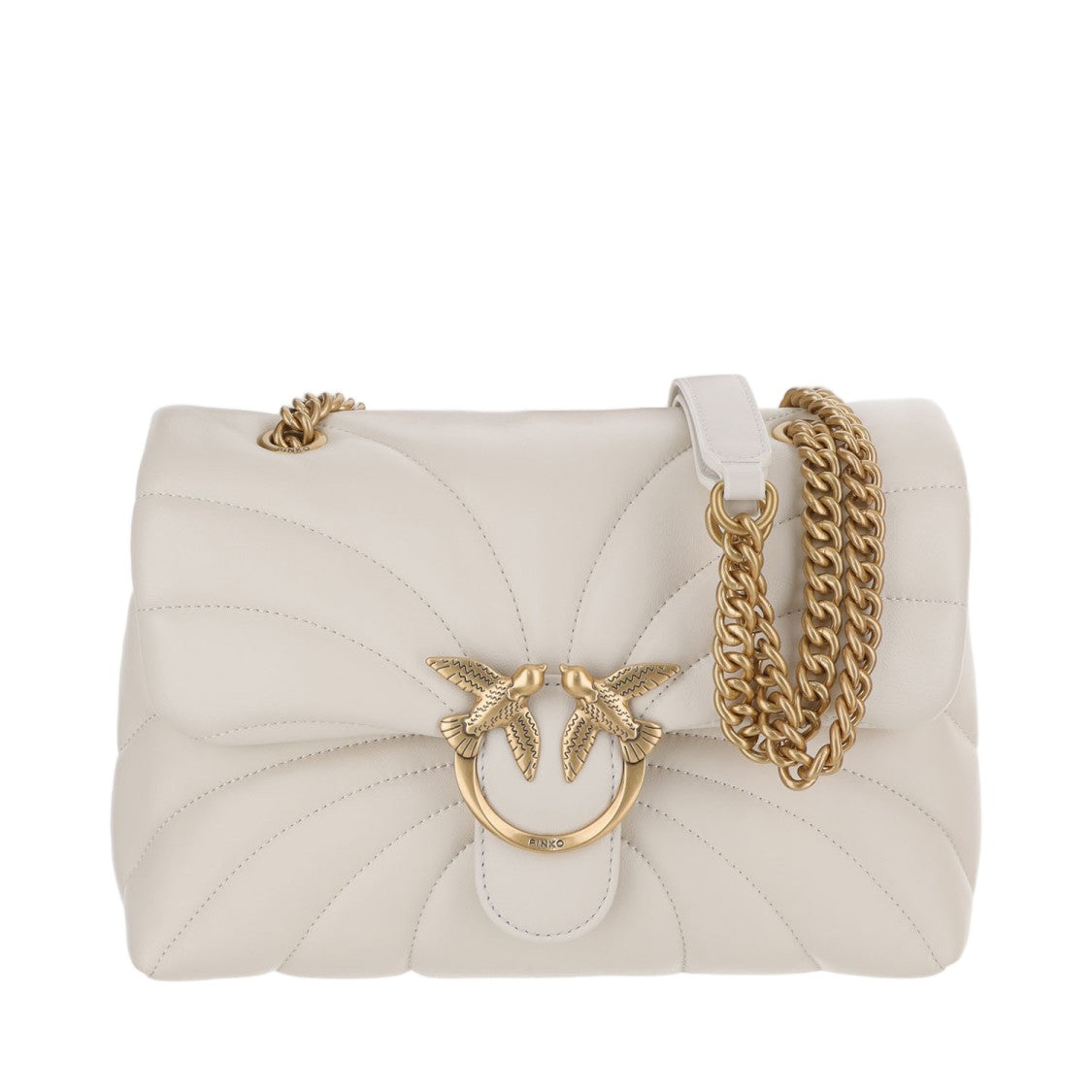 Pinko Classic Love Puff Butterfly White Nappa Leather Shoulder Bag
