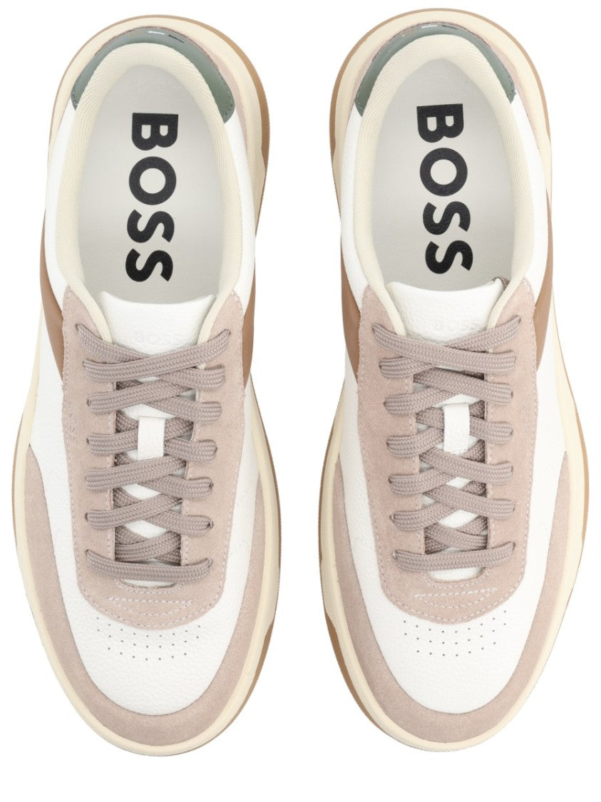 Boss Cream Cow Leather Baltimore Sneakers