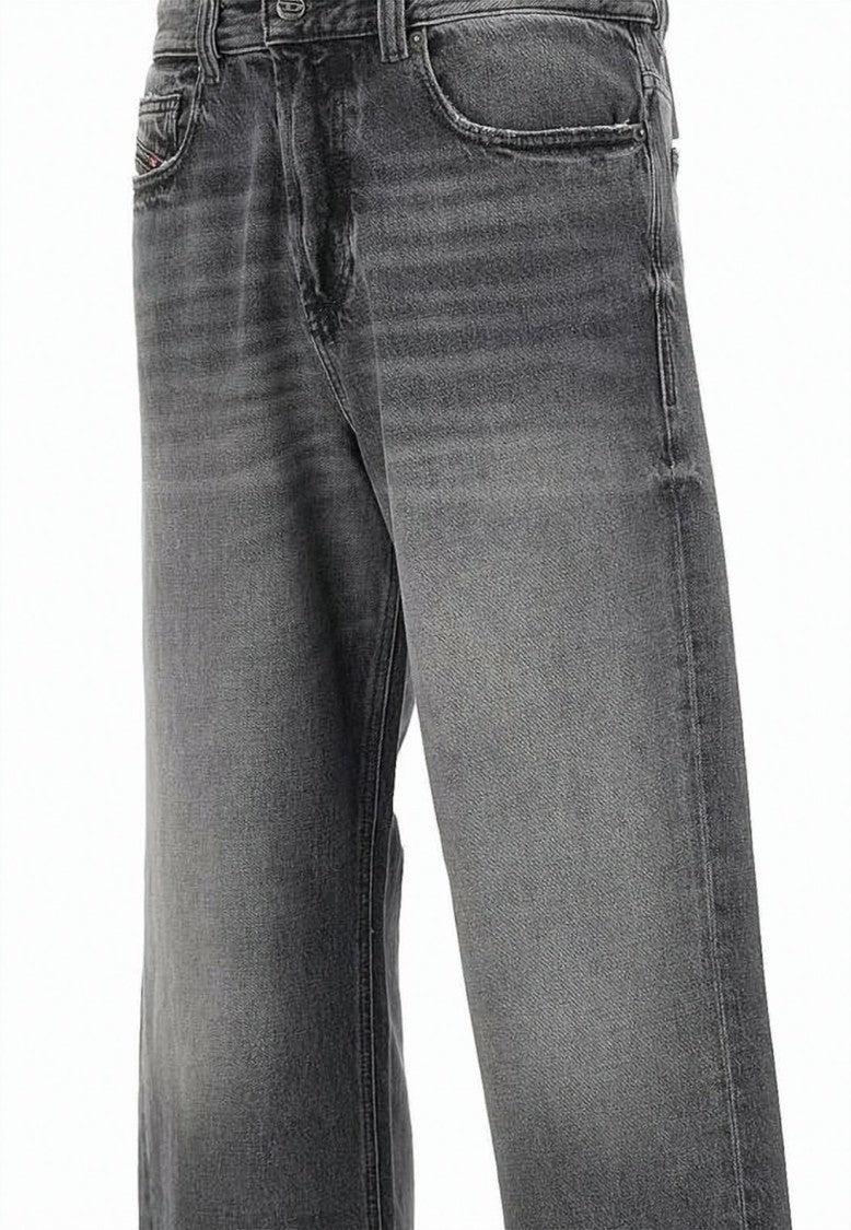 Diesel Relaxed Fit Faded Grey Denim Pants With Five-Pocket Design