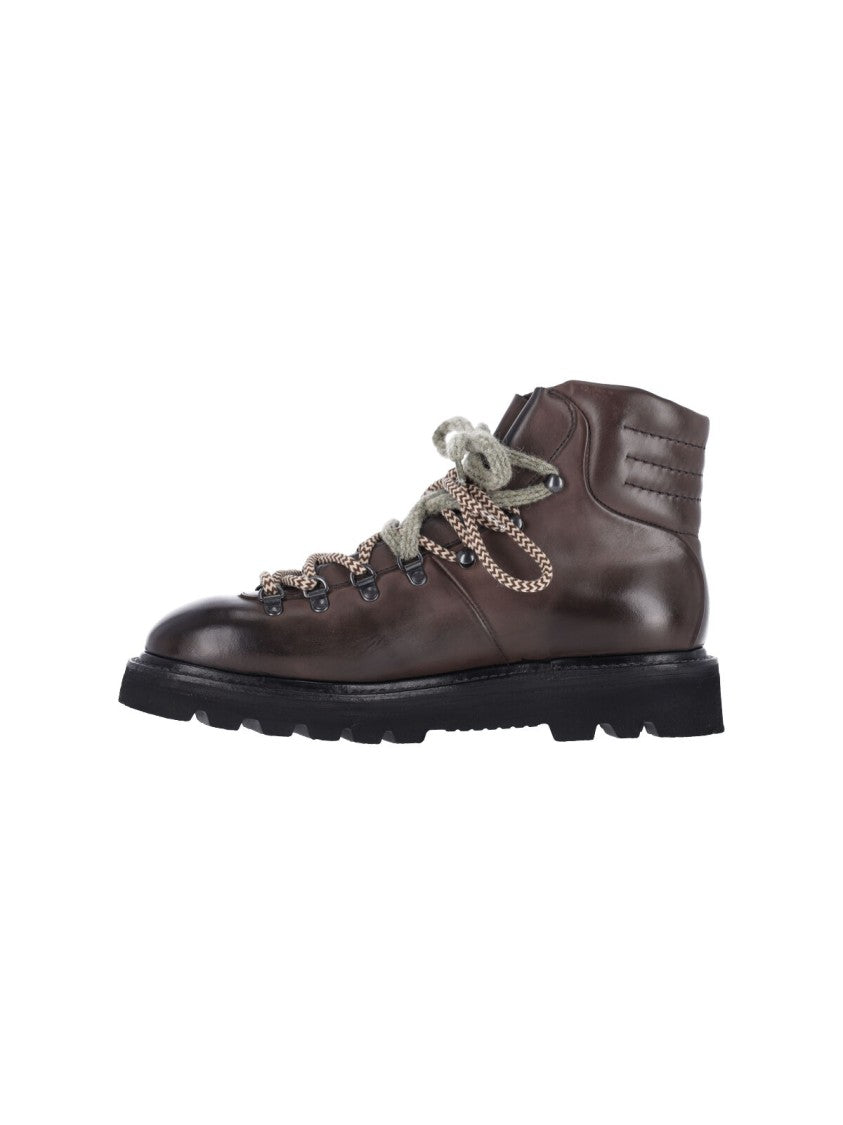 Premiata Brown Leather Double Lace-Up Boots