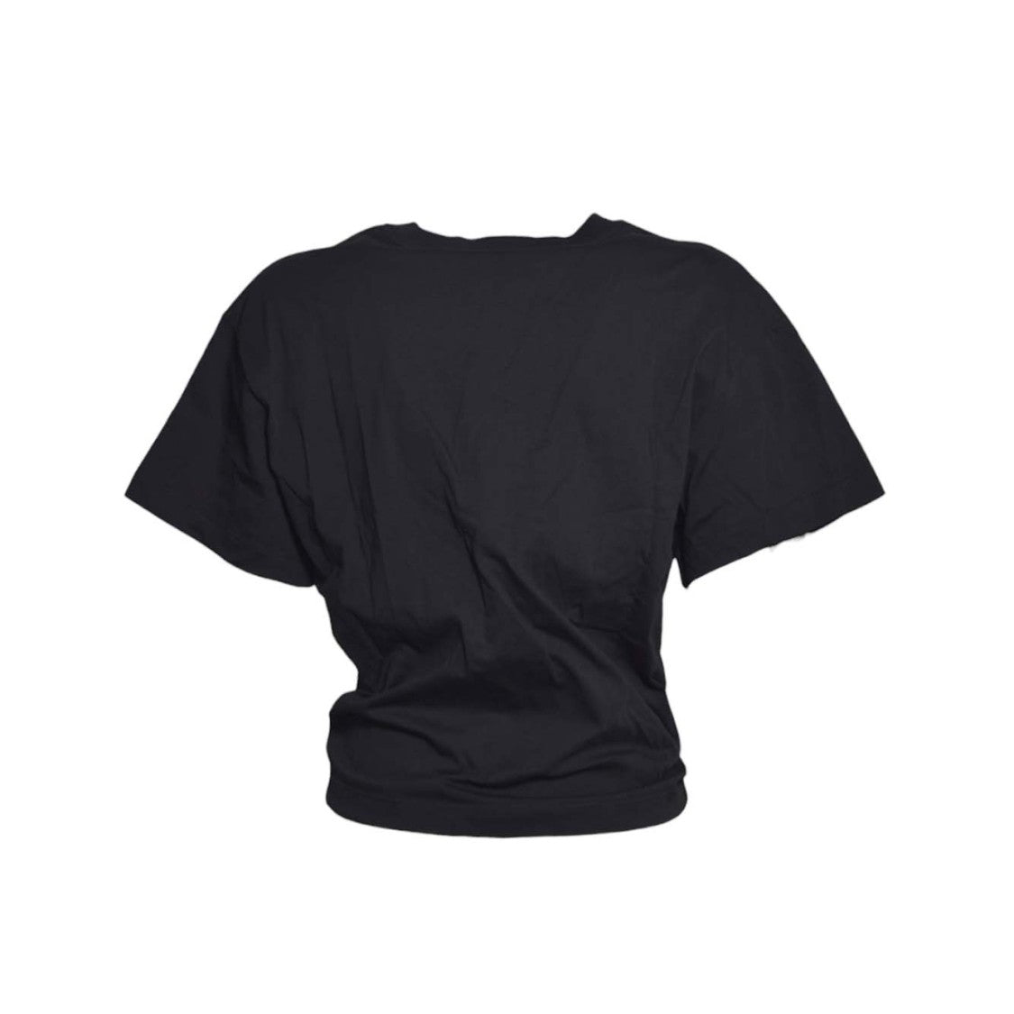Rabanne Piercing Cropped T-Shirt In Black Cotton