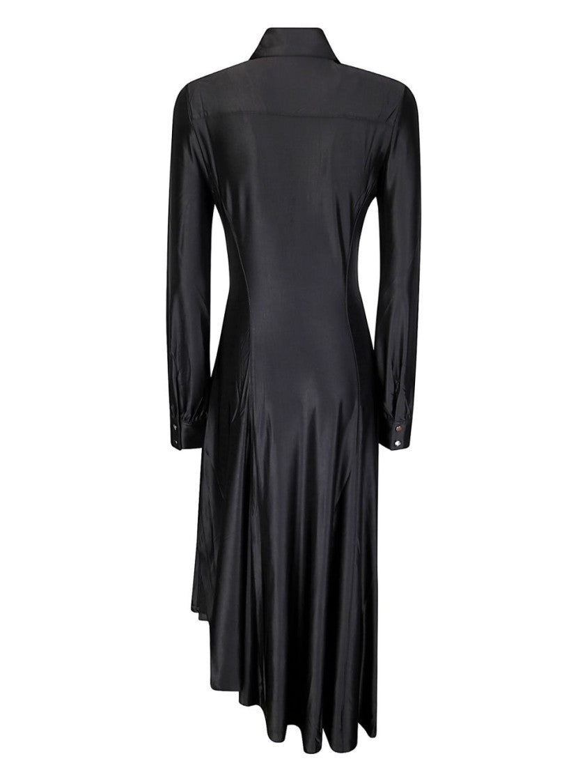 Rabanne Draped Midi Shirt Dress With Off-Center Buttoning