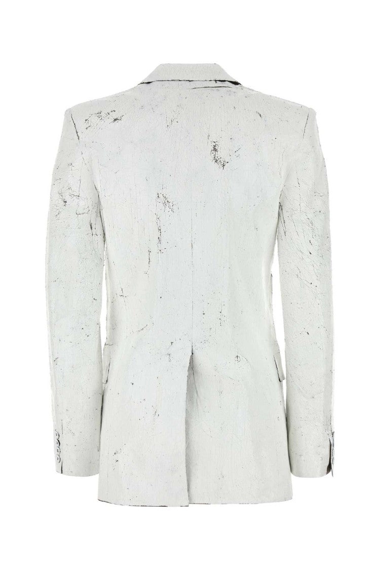 Mm6 By Maison Margiela White Stretch Polyester Blend Blazer