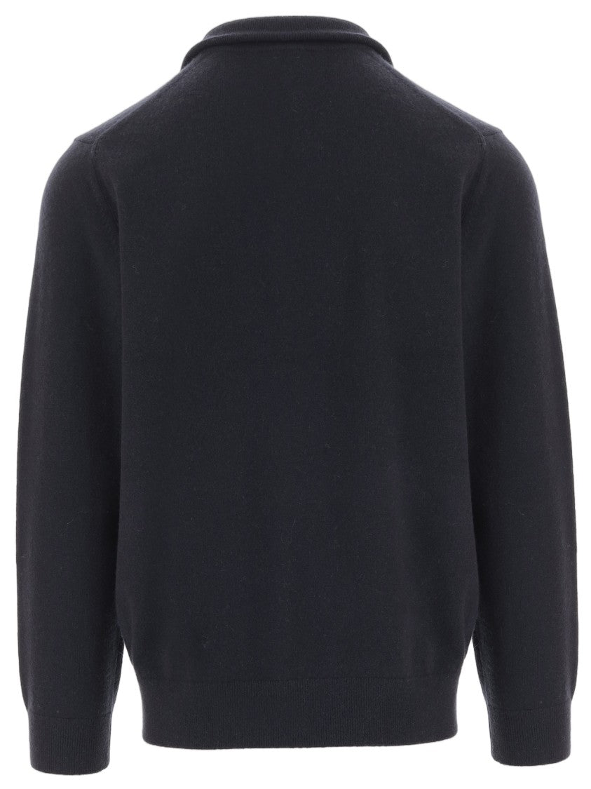 Vince Navy Half-Zip Ribbed Cashmere Sweater