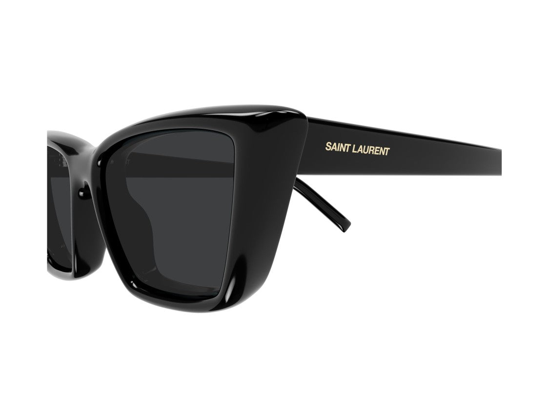 Saint Laurent Sl 276 Mica Plump Glossy Black Gold Logo Square Sunglasses