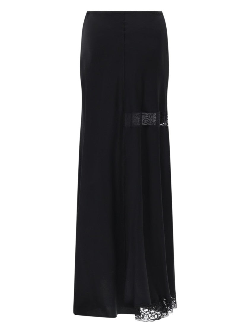 Msgm Neutral Long Flowing Lace Inserts Skirt