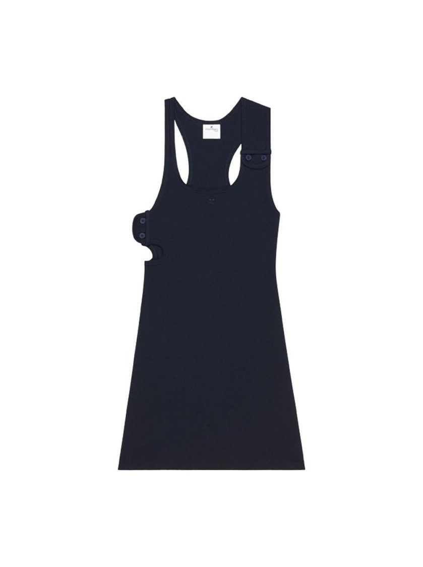 Courrèges Double Buckle 90'S Rib Dress Navy