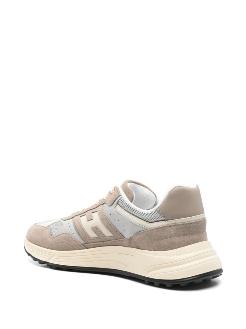 Hogan Textured Beige Sneakers With Suede And Mesh Combination