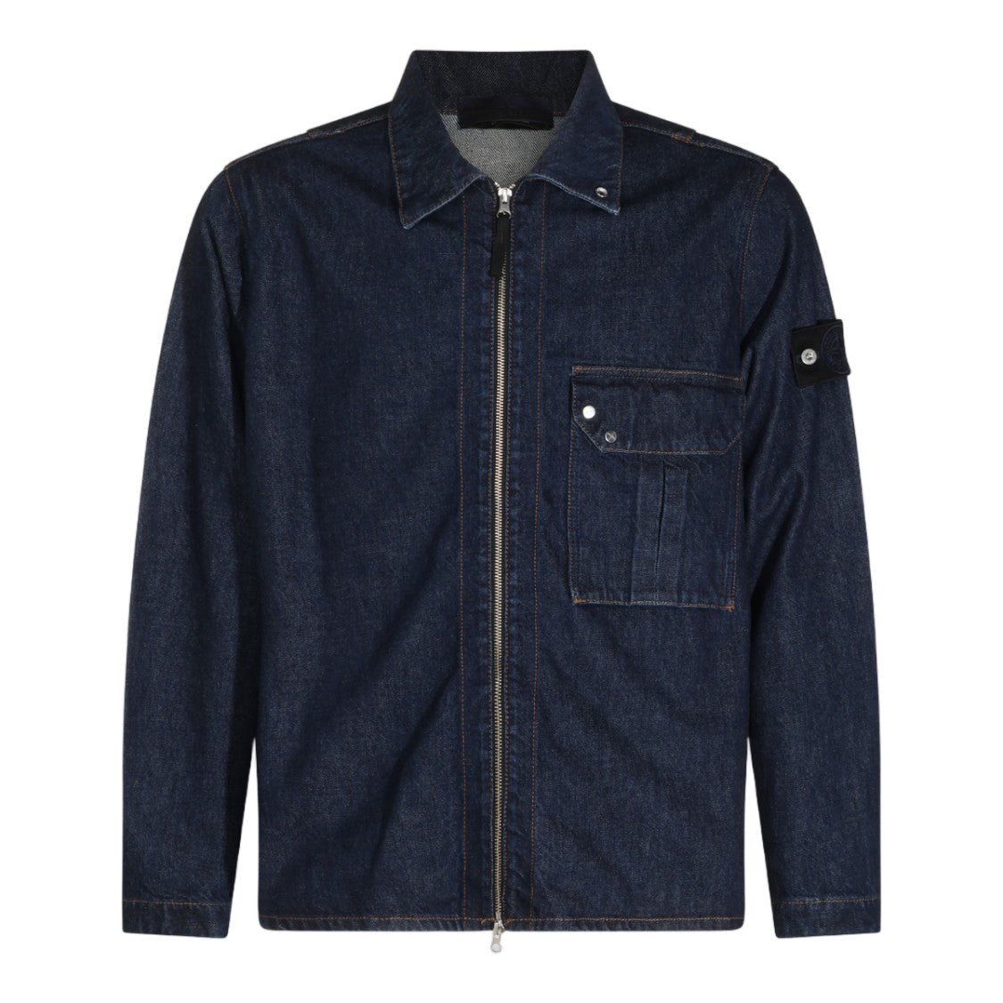 Stone Island Front Zip Flap Pocket Dark Denim Jacket