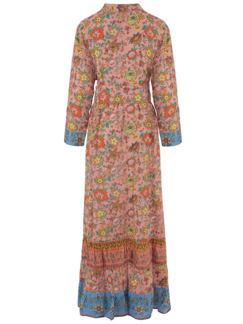 Pep's Cannes Floral-Print Cotton Dress With Mandarin Collar And Ruffled Skirt