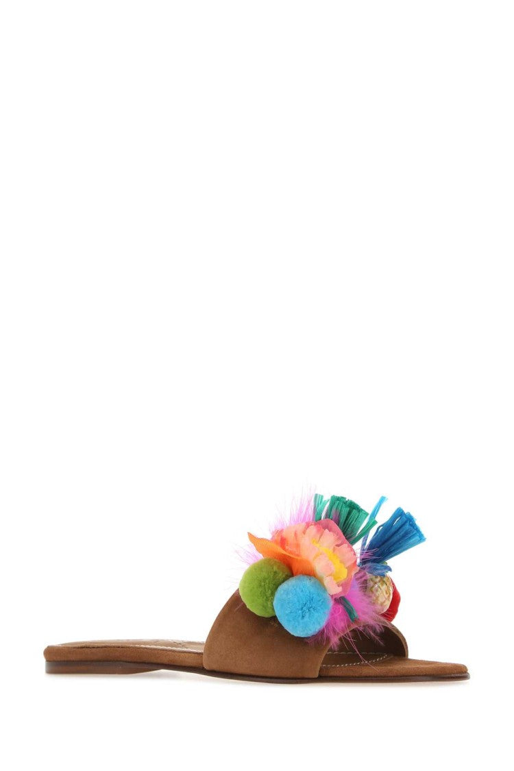 Alameda Turquesa Embellished Suede Tutti Frutti Slippers