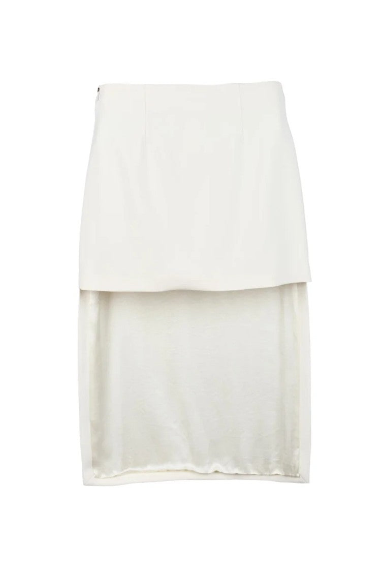 Sportmax Asymmetrical White Midi Skirt