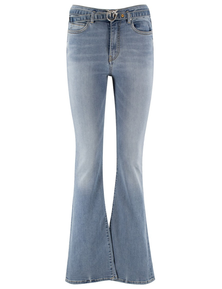 Pinko High-Waisted Flared Five Pocket Jeans