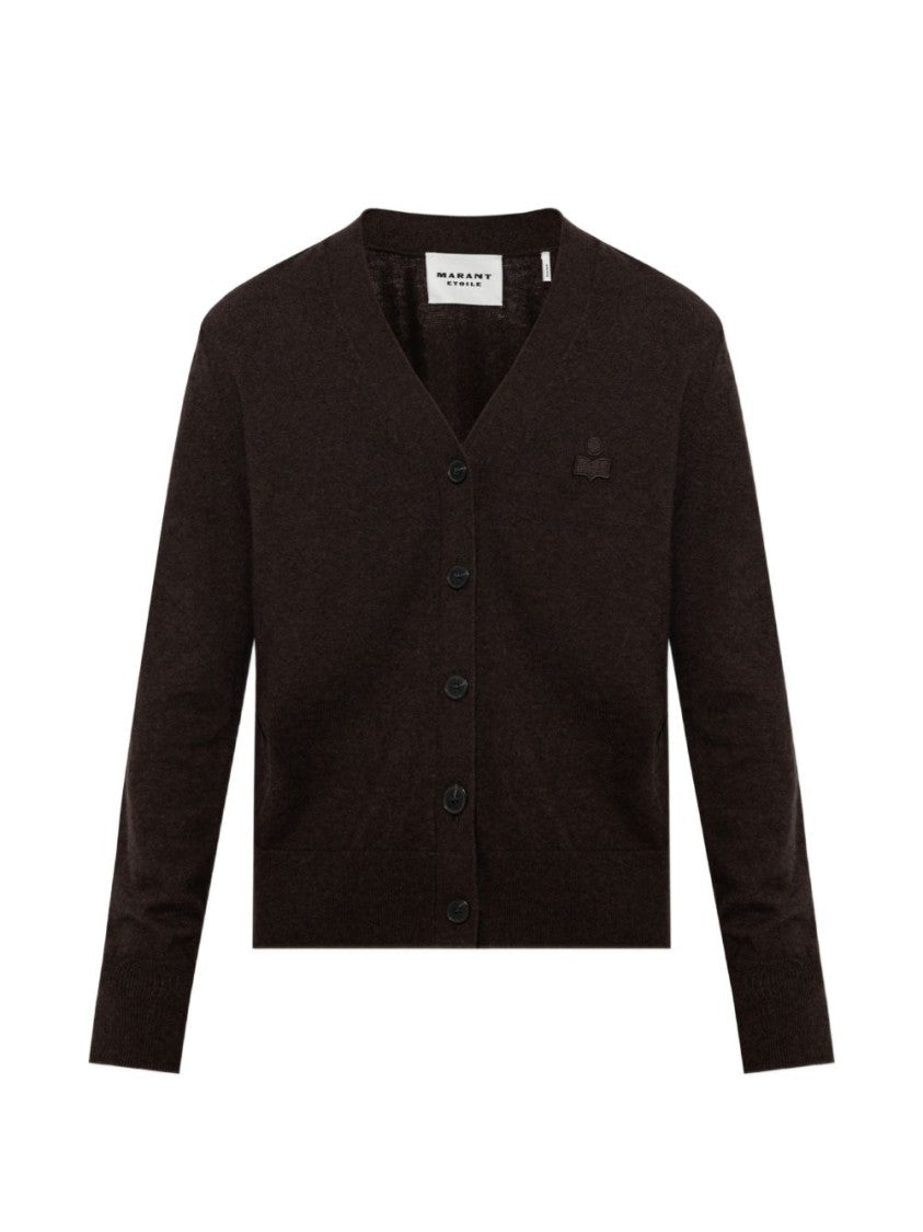 Isabel Marant Étoile V-Neck Knit Sweater With Button-Down Front And Embroidered Logo