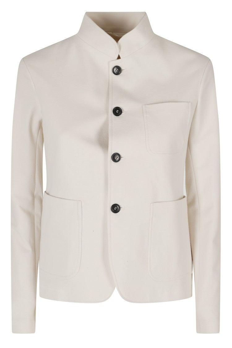 Circolo 1901 Cream Mandarin Collar Single-Breasted Cotton Jacket