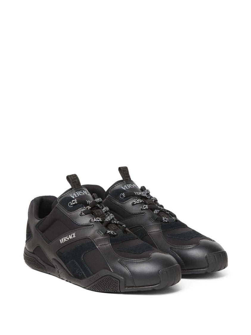 Versace Low-Profile Black Sneakers In Calf Leather