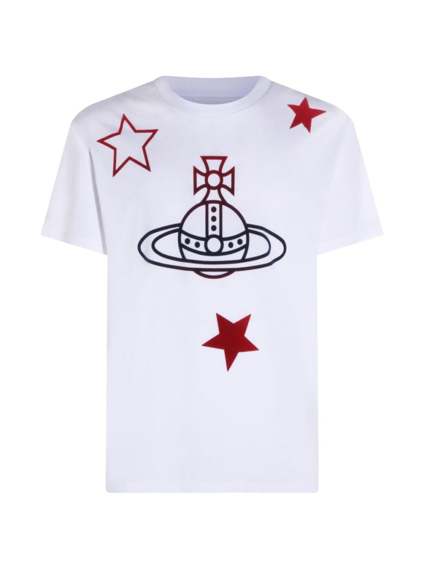Vivienne Westwood White Multicolor Star Print Orb T-Shirt