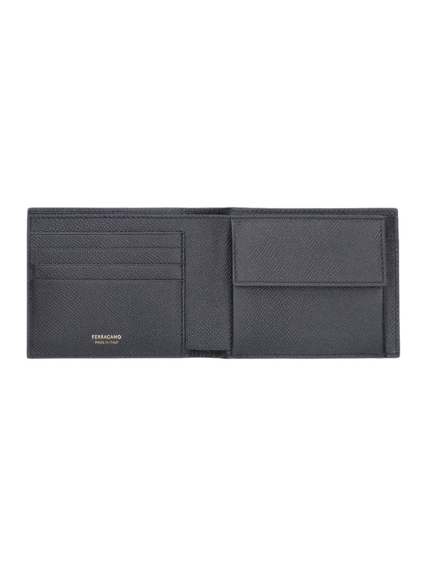 Ferragamo Matte Black Minimalist Wallet With Timeless Design