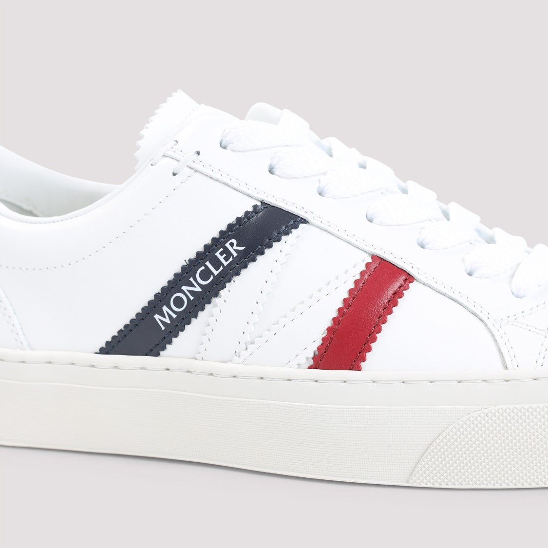 Moncler Monaco 2 Low Top White Leather Sneakers