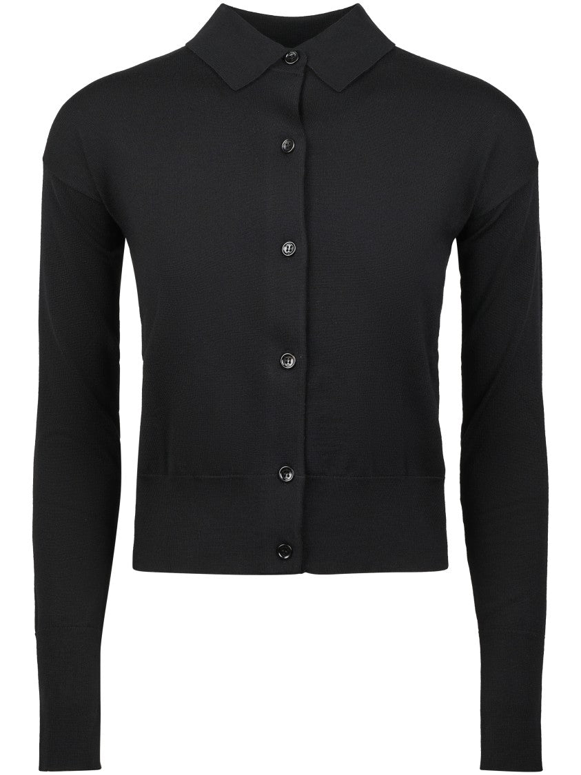 Max Mara Fitted Black Cardigan With Classic Collar